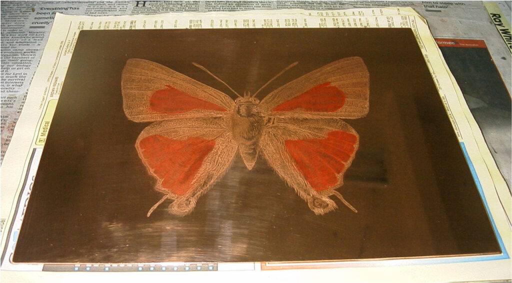 Etching Plate with red ink